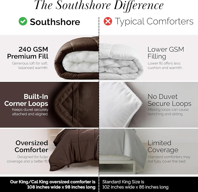 Southshore Fine Linens - Vilano Springs - - Down Alternate Weight Comforter - Chocolate Brown - King/California King