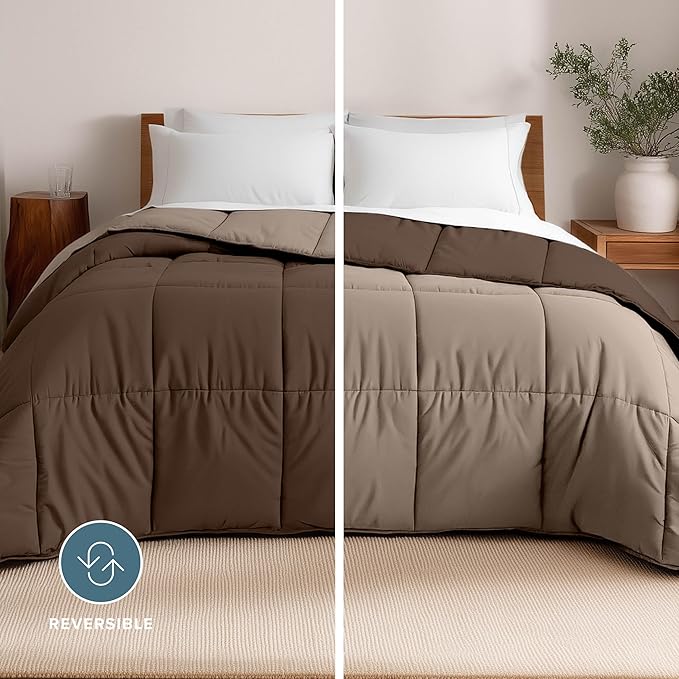 Bare Home King/California King Comforter - Reversible Colors - Goose Down Alternative - Ultra-Soft - Premium 1800 Series - All Season Warmth - Bedding Comforter (King/Cal King, Cocoa/Taupe)