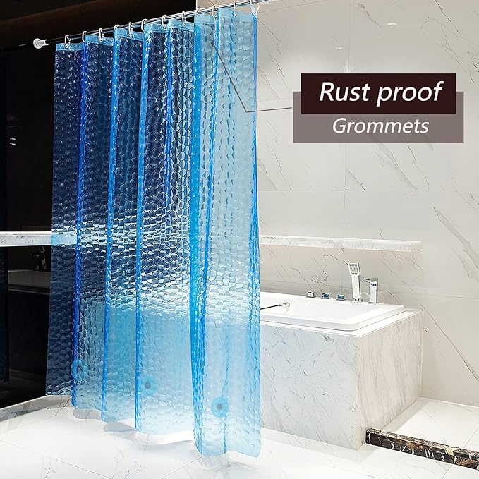 TIKABC Shower Curtain Liner, 4G EVA Blue Water Cube Shower Liner, Plastic Waterproof Shower Curtains, 72x72 inch with Grommet Holes 3 Magnetic Weights