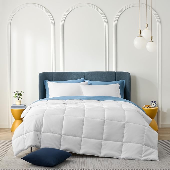 Casual Living Duvet Insert Full Comforter Cooling Blanket Lightweight Hypoallergenic Reversible White Comforter with Box Stitching Fluffy Bedding Down Alternative Machine Washable, Full, White