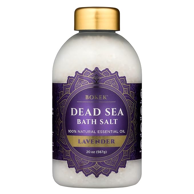 Bokek Bokek Organic Lavender Bath Salt, Dead Sea Salt Scented With Certified Organic Essential Oil, 20 Ounce Jar, White, Lavender, 20 ounces