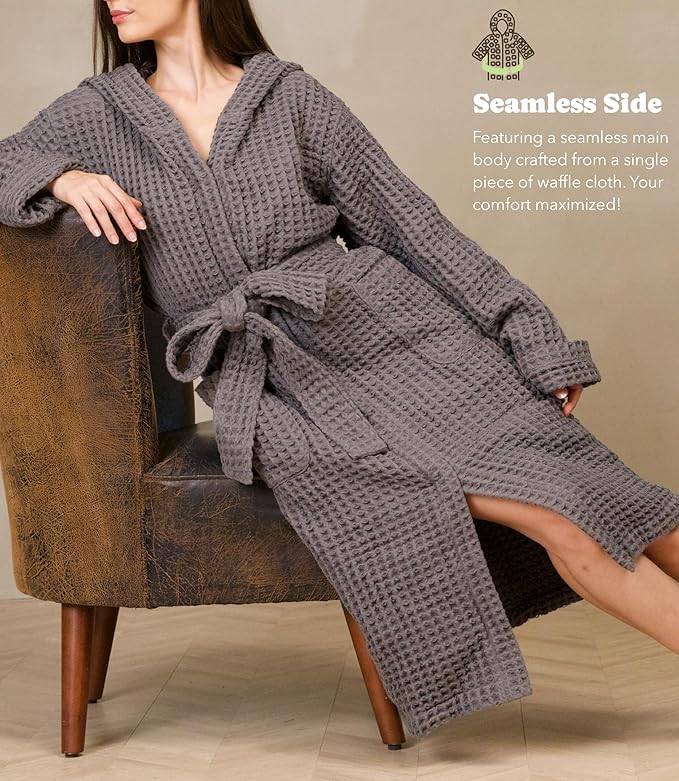 Luxury Organic Japanese Cotton Hotel & Spa Waffle Bathrobe for Men and Women (Hooded/Kimono)