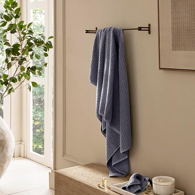 BOLL & BRANCH Turkish Waffle Bath Towel - Mineral - 100% Organic Turkish Cotton - Lightweight Soft Absorbent Quick Dry Luxury Spa Bath Towel with Waffle Weave Texture - Premium Feel