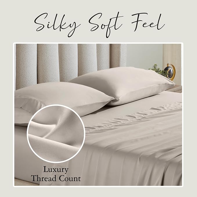 KARISSA MAE Pure Viscose from Bamboo Standard Size Pillowcase Set | 100% FSC Certified | Luxuriously Soft | Cooling | [Dune]