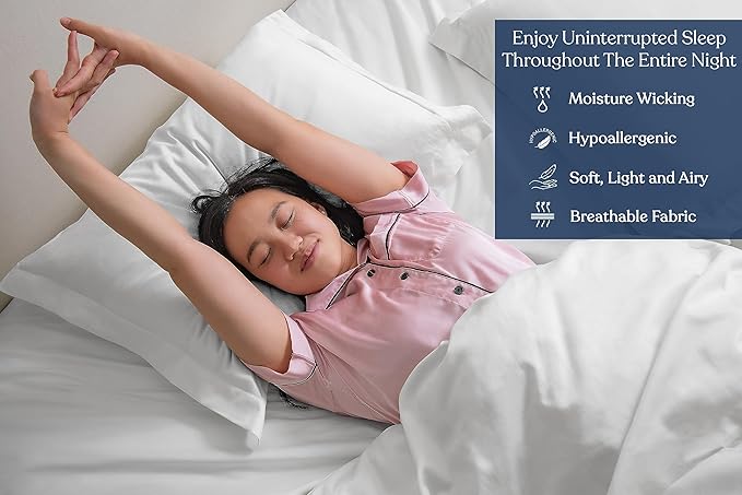 GOTS Certified 100% Organic Cotton Sheets, 400TC Long Staple Cotton, Ultra Soft Silky, Moisture-Wicking, Smooth & Breathable, with Elasticized Deep Pocket