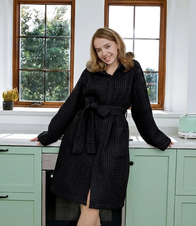 Luxury Organic Japanese Cotton Hotel & Spa Waffle Bathrobe for Men and Women (Hooded/Kimono)