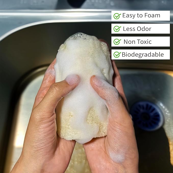 Natural Loofah Dish Sponge 10 Pack, Plant-Based Kitchen Scrubber for Dishes, Pots & Pans, Eco-Friendly Biodegradable Cleaning Sponge