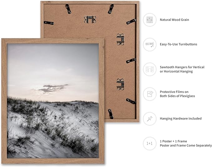 Monem Art Snowy Sand Dunes Landscape Print - Minimalist Winter Nature Poster - Wall Decor for Living Room, Bedroom or Office - 12x16 Beige Framed Wall Art by Mareike Bohmer