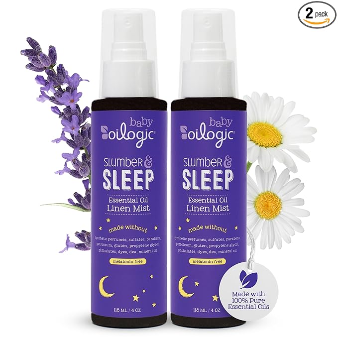 Oilogic Slumber & Sleep Spray for Babies & Toddlers - Aromatherapy Linen Spray with 100% Pure Essential Oils Sleep, Comfort, & Wellness Blends - Pediatrician-Tested Baby Essentials for Bedtime, 2-Pack