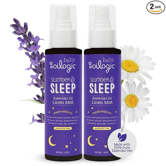 Oilogic Slumber & Sleep Spray for Babies & Toddlers - Aromatherapy Linen Spray with 100% Pure Essential Oils Sleep, Comfort, & Wellness Blends - Pediatrician-Tested Baby Essentials for Bedtime, 2-Pack