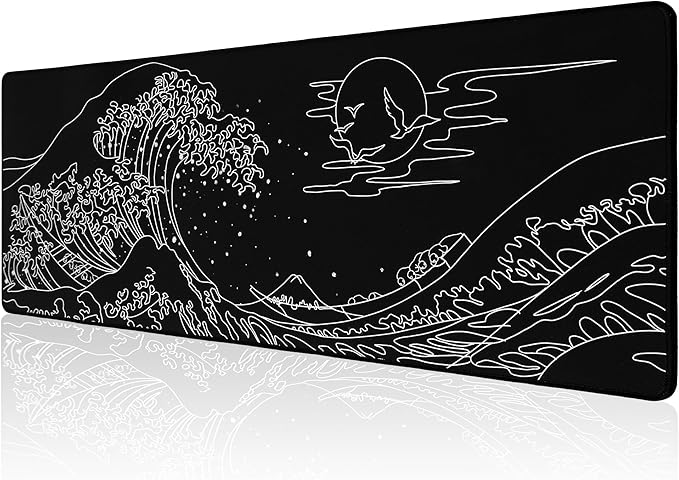 ALOANES Waterproof Mouse Pad, XL Gaming Keyboard Pad with Anti-Slip Base, Grain Jacquard Surface, Extend Desk pad for Gamer, Office & Home, Sea Wave Mousepad 31.5"x 11.8"x 0.12"