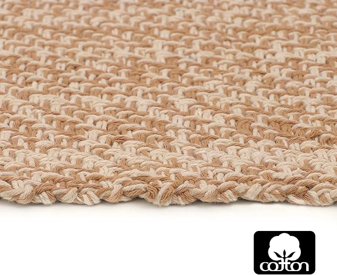 COTTON CRAFT Woven Area Rug - 2 Pack Reversible Boho Farmhouse Rustic Cotton Throw Rug Carpet with Fringe - Machine Washable Accent Mat for Bedroom Living Room Entryway Bathroom - 22x34 - Tan Natural