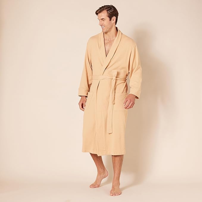 Amazon Essentials Men's Lightweight Cotton Waffle Bathrobe (Available in Big & Tall)