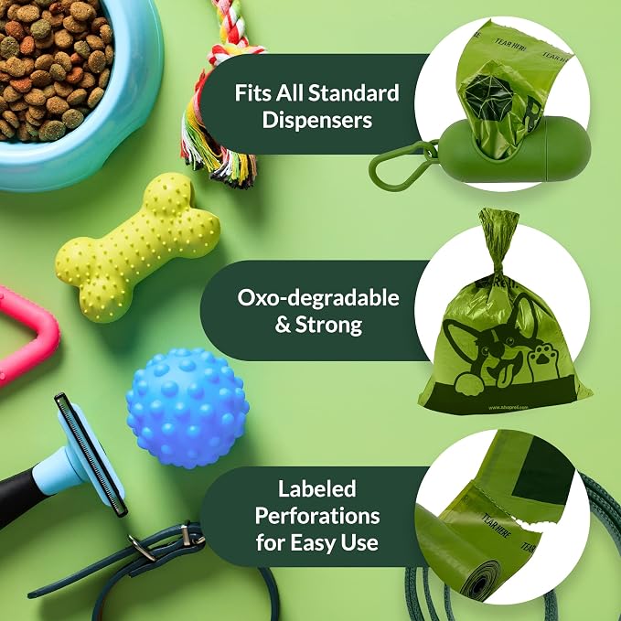 Reli. Poop Bags Rolls | Dog Poop Bags for Dogs (360 Count) | Biodegradable | Leak-Proof | 9x13" | Green Dispenser