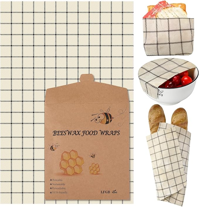 Mindsoft 17 x 23 Inch Reusable Beeswax Food Wrap for Bread Sandwich Wrapper Beeswax Paper Organic Bowl Dishes Covers Sustainable Food Cheese Fruit Snacks Storage Containers Keeper(Classic Style)
