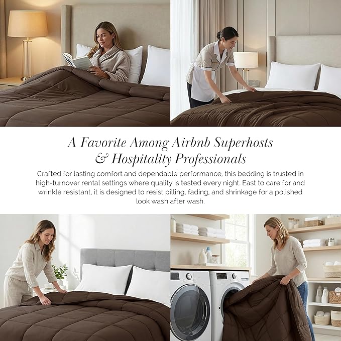 Southshore Fine Living, Inc. Twin Comforters, Oversized Bedding, Down-Alternative Brown Comforter/Bedspread Twin Size, Fluffy Comforter, Easy Care, Pet Hair Resistant Bedding, Chocolate Brown