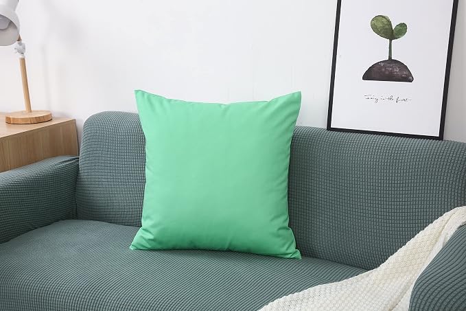 TangDepot Handmade Decorative Solid 100% Cotton Canvas Throw Pillow Covers/Cushion Covers, 45 Colors Available - (18" x18" , Mint Green, 2 Count (Pack of 1)) | 100% cotton, same-color zip, machine wash & air dry. For living room, bedroom, office, car. ...