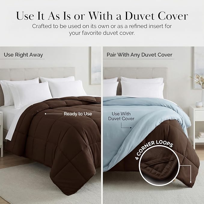 Southshore Fine Linens - Vilano Springs - - Down Alternate Weight Comforter - Chocolate Brown - King/California King