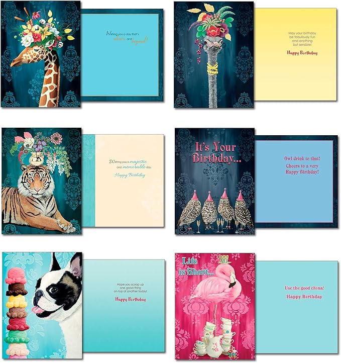 Leanin' Tree A Touch of Fancy - Made In USA - 20 Assorted Greeting Cards For All Occasions Box, Notecards with Envelope, Cute Stationary for Women - Includes Greeted and Blank Note Cards and Envelopes