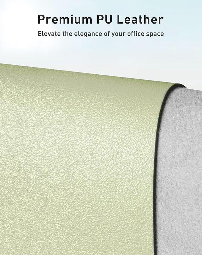 Aothia Faux Leather Desk Mat - Large Mouse Pad, Non-Slip PU Leather Blotter, Waterproof Writing Surface for Office and Home (Grass Green, 42" x 17")