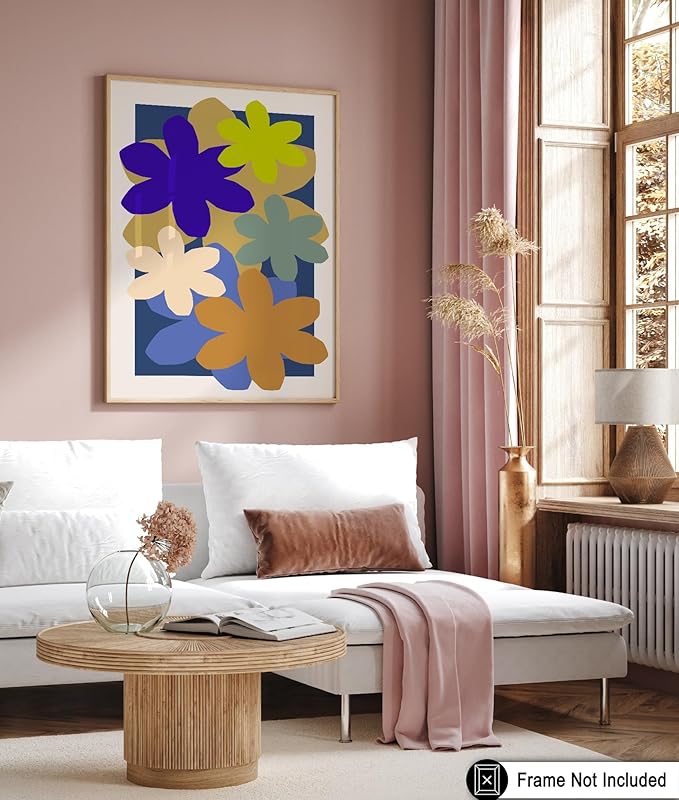 Monem Art Colorful Abstract Floral Shapes Print - Modern Minimalist Flower Art Poster - Wall Decor for Living Room, Bedroom or Office - 8x10 Unframed Wall Art by Rs Lab Studio
