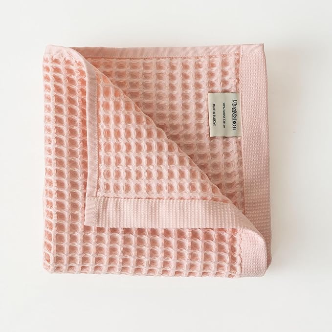 Premium Waffle Hand Towels Pack of 4 Extra Large 20x35 inch - 100% Turkish Cotton, Waffle Weave, Quick Dry, Lint Free, Super Absorbent Hand Bath Towel (Light Pink, Set of 4 Hand Towels)