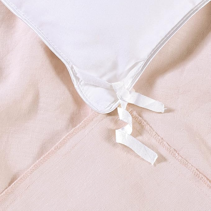 SIJO Premium Stone Washed Organic French Linen Duvet Cover, GOTS Certified Organic, Small Batch Sourced from Normandy, Best Cooling Linen Sheet Award by Sleep Foundation (Blush, King/Cal King)