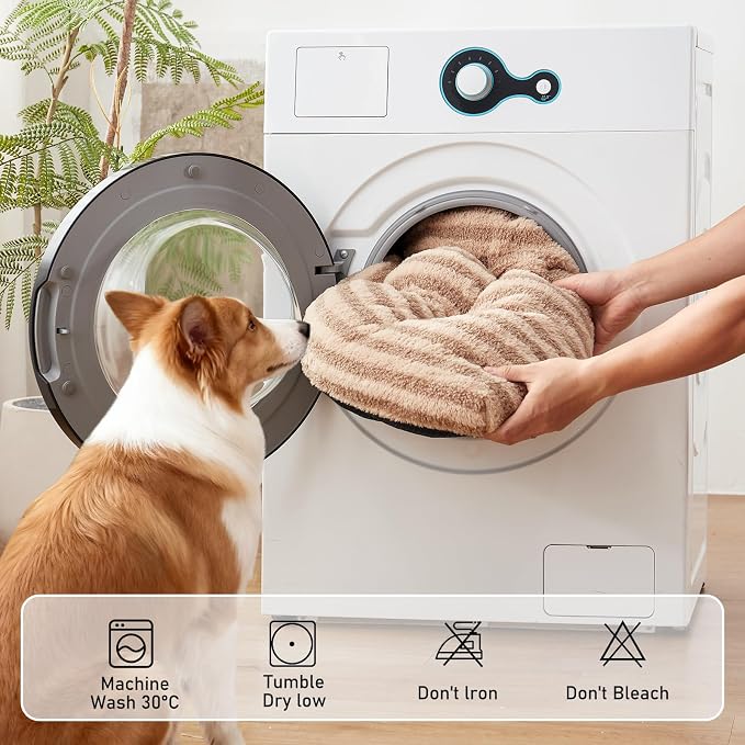 FURTIME Washable XL Dog Bed for Extra Large Dogs, Deluxe Dog Crate Beds Comfy Fluffy Kennel Pad Anti-Slip Pet Sleeping Mat, Machine Washable Dogs Pillow, 40"x27"x3.5", Brown