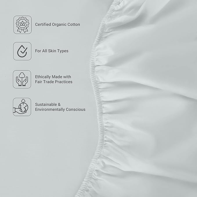 Fabdreams 100% Organic Cotton Queen Sheet Set | 400 Thread Count | Luxury Hotel Collection |GOTS Certified Premium Long Staple Cotton|Elasticised 17" Deep Pockets|Smoother Than Egyptian Cotton|Ivory