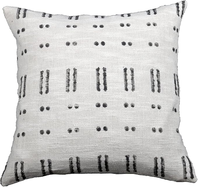 Trade Star Luxury Mud Cloth Square Pillow Cover Rustic Farmhouse Chair Pillowsham Handmade Sofa Pillow Cover for Room Decor (Ivory (Blossom), 18 X 18 Inch)