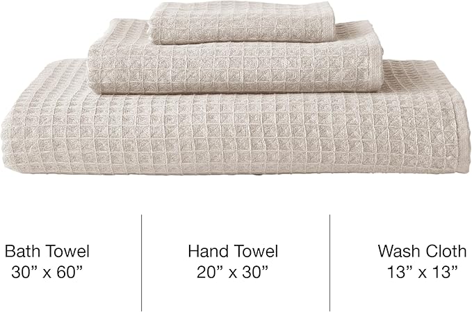 UCHINO Waffle Twist Cotton Weave Hand Towel for Bathroom Lightweight Absorbent Quick Dry Honeycomb Texture Solid Terry Loop Reverse 20" x 30", 1 Hand Towel, Eucalyptus