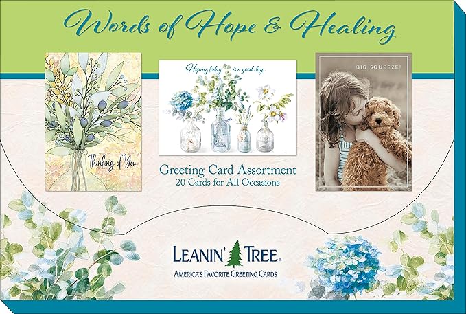 Leanin' Tree, Words of Hope and Healing, Greeting Cards Assortment Box, Get Well Cards, Thinking of You Cards, Blank Cards (20 Cards, 22 Envelopes)
