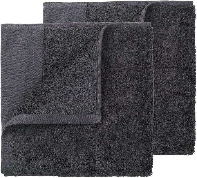 Blomus Riva Organic Terry Cloth Hand Towel - Magnet (Charcoal) - Set of 2-30x50cm / 12x20in