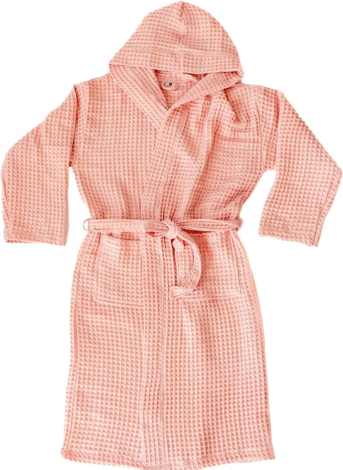 Unisex Hooded Waffle Robe for Women & Men 100% Turkish Cotton | Quick-Dry Bathrobe | Cozy Housecoat for Lounging