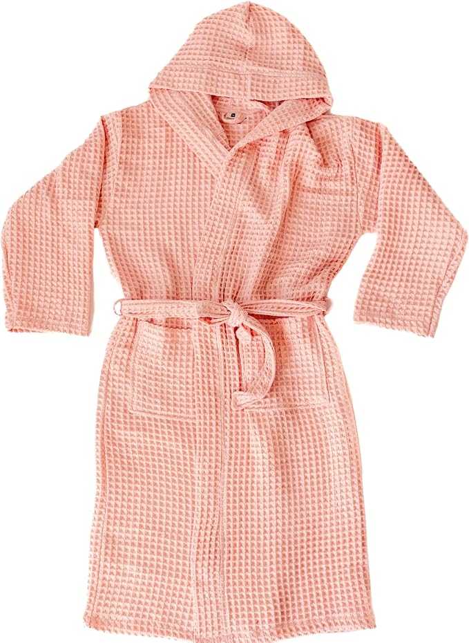 Unisex Hooded Waffle Robe for Women & Men 100% Turkish Cotton | Quick-Dry Bathrobe | Cozy Housecoat for Lounging
