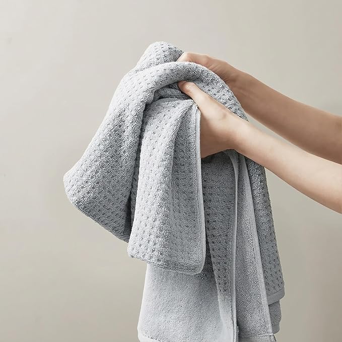Madison Park Spa Waffle 100% Cotton Luxurious Towel Set, Premium Texture Waffle Weave, Highly Absorbent, Quick Dry, Hotel & Spa Quality Wash Clothes for Bathroom, Assorted Sizes, Blue 6 Piece