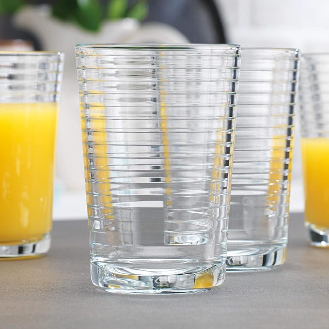 Glaver's Drinking Glasses 24 Piece Glass Set, 8-7 Oz. Highball Glasses, 8-13 Oz. Whiskey Rocks, And 8 7 Oz Juice Glasses. Ideal for Water, Juice, Cocktails, and Iced Tea. Dishwasher safe