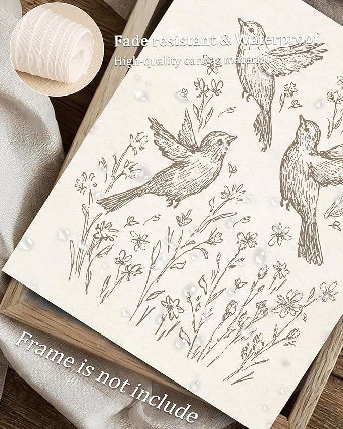 Vodefoad Sketch Bird Vintage Wall Art Retro Nursery Flying Bird Art Print Neutral Cottagecore Nursery Decor Farmhouse Rustic Birds Wall Decor for Gallery Nursery Bedroom Bathroom Office - 8x10Inch Unframe