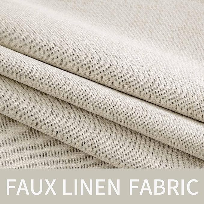 MIULEE Linen Texture Curtains for Bedroom Solid 100% Blackout Thermal Insulated Linen Beige Curtains Grommet Room Darkening Drapes for Living Room 52x108 Inch (2 Panels)