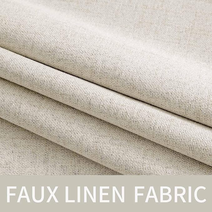MIULEE Linen Texture Curtains for Bedroom Solid 100% Blackout Thermal Insulated Linen Beige Curtains Grommet Room Darkening Drapes for Living Room 52x45 Inch (2 Panels)