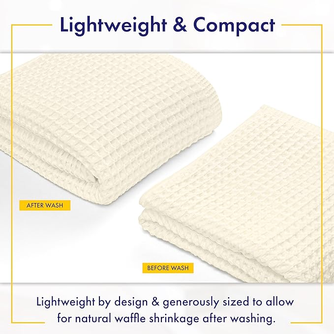 Alusa Home Ultra Soft Viscose from Bamboo Waffle Towels - Lightweight Bath Towel Set of 6 - Compact, Quick Dry & Lint Free (Papyrus)