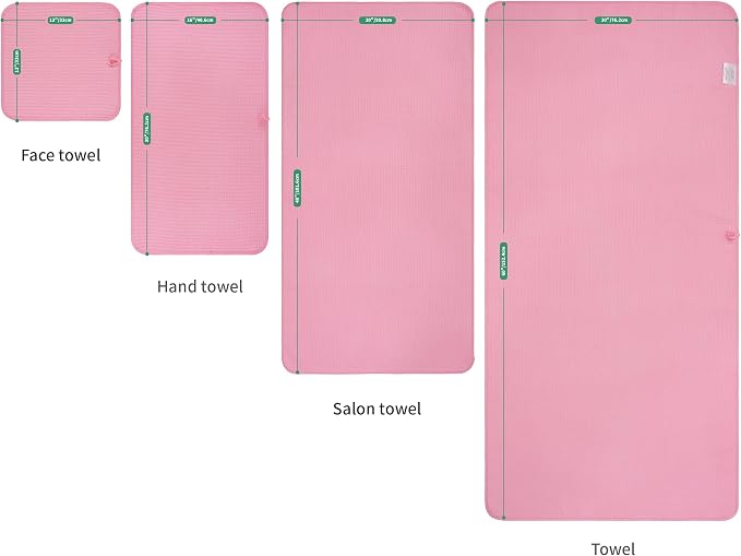 MICROFI Waffle Weave Bath Towel Set, Microfiber, 4 Pieces (Body/Hair/Hand/Face), Quick Dry, Lightweight, Super Absorbent, Lint Free, 380 GSM (Pink)