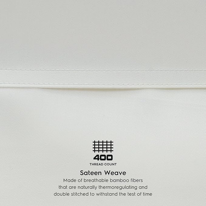 Tafts Pillow Cases Queen Size - Pure 100% Viscose Derived from Bamboo Luxuriously Soft, Silky, Cooling, Double Stitched, Envelope Closure (2 Pillowcases, Ivory White)