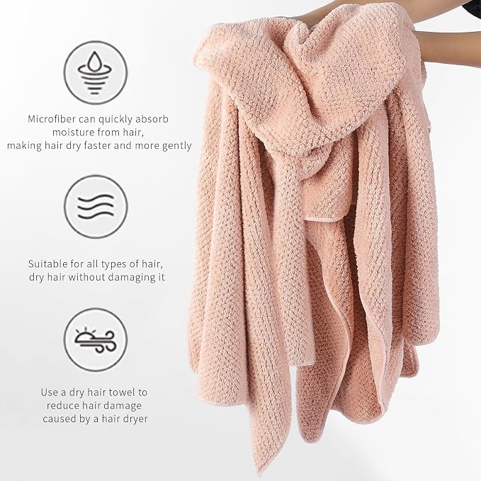 Microfiber Hair Towel Quick Dry Hair Towel Hair Drying Towels Suitable for All Kinds of Hair Ultra Absorbent Long and Thick Hair 20X40inch White (1pcs)