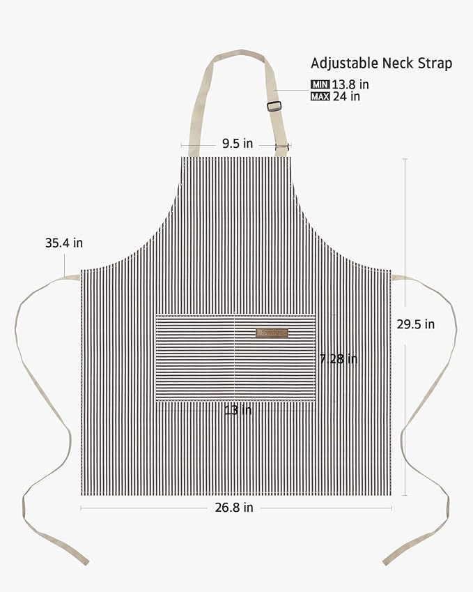 Syntus Apron for Men Women, Adjustable Cooking Kitchen Chef Aprons with 2 Pockets