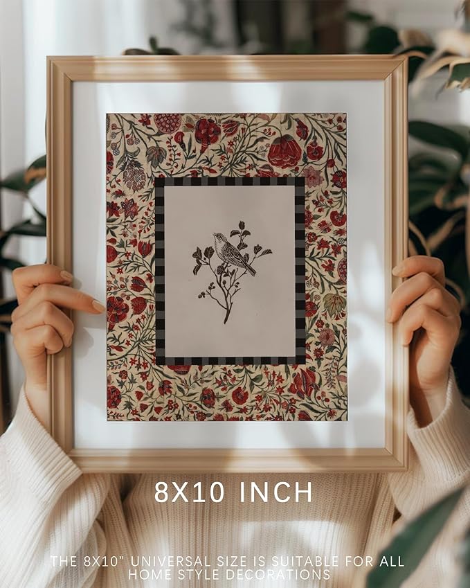 Vodefoad Vintage Botanical and Bird Print Wall Art Cottage Core Decor Floral Retro Wall Art Preppy Wall Decor - 8x10Inch Unframe
