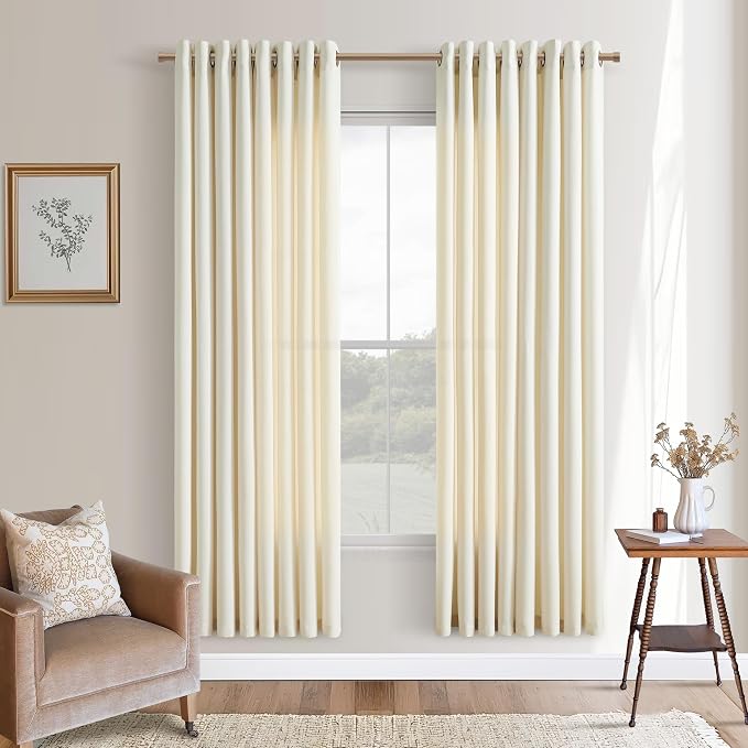 Cream Beige Bedroom Curtains 72 Inches Long Thick Linen Sheers Textured Neutral Boho Nursery Natural Linen Semi Sheer Drapes for Living Dining Room 72 Inch Length 2 Panels Set for Closet Cabin