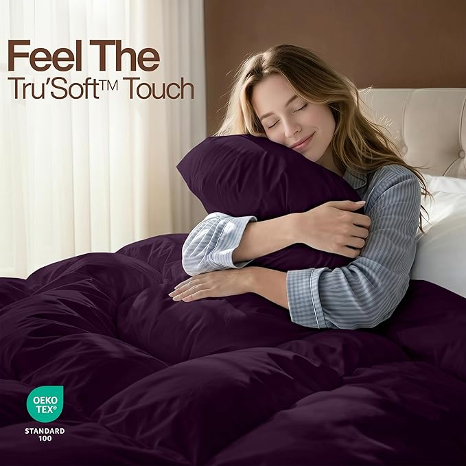 Utopia Bedding Twin Comforter Duvet Insert, Quilted Plum Comforter with Corner Tabs, Box Stitched Down Alternative Comforters Twin Size 64 x 88 inches
