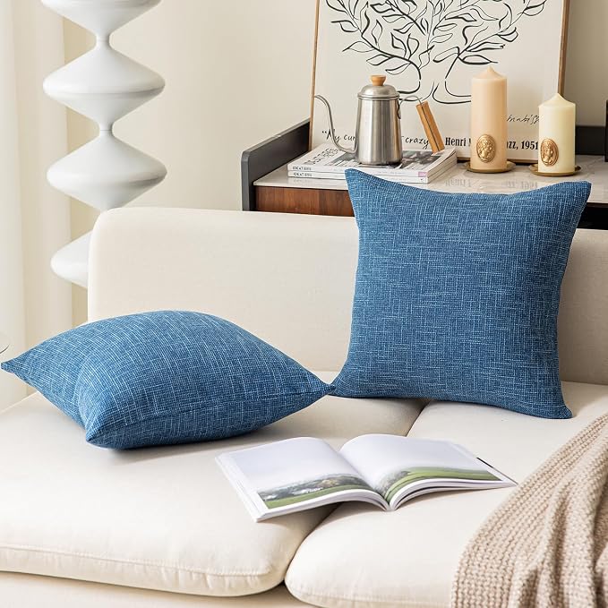Kevin Textile Decorative Square Throw Pillow Covers Set Cushion Case for Sofa/Bedroom/Car, Set of 2, 20x20 inch, Navy Blue