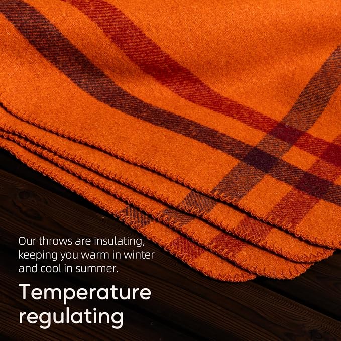 Molithe 100% Wool Blanket, 62" x 86", Warm, Thick, Washable, Military | Great for Camping, Outdoors, Sporting Events, Survival Kits Warm Sunset Frame